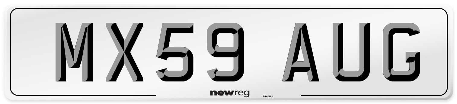 MX59 AUG Number Plate from New Reg
